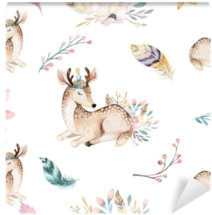 Cute Family Baby Raccon - Illustration Baby Deer Watercolor (400x400), Png Download