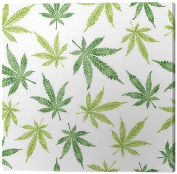 Quadro Em Tela Watercolor Marijuana Deixa Padrão Sem - Cannabis Background (400x400), Png Download