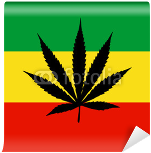 Drapeau Rasta Avec Feuille De Cannabis Vinyl Wall Mural - Folha Da Maconha Silhueta (400x400), Png Download