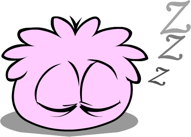 Pink Puffle Sleeping - Club Penguin Para Dibujar (640x447), Png Download