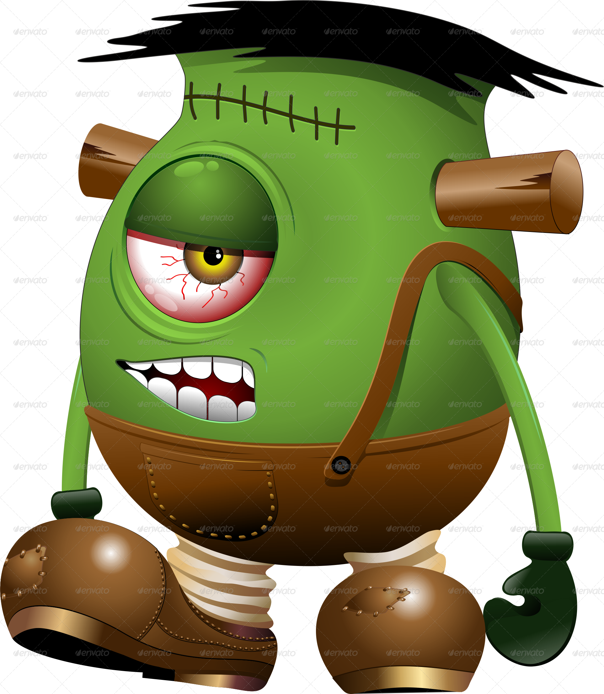 Frankenstein Monster One Eyed Cartoon By Bluedarkat - Frankenstein Cartoon (1925x2211), Png Download