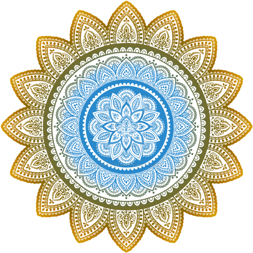 Blue Gold Mandala By Alchemistress - Blue And Gold Mandalas (894x894), Png Download