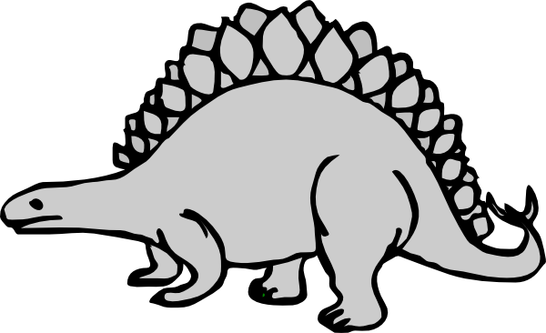 Dinosaurs Clipart Stegosaurus - Gray Dinosaur Clipart (600x366), Png Download