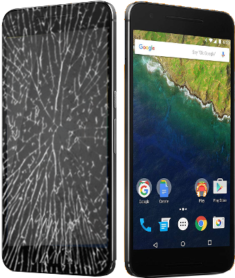 Huawei Cracked Screen Repairs - Exian Google Nexus 6p Tempered Glass Screen Guard Clear (408x441), Png Download