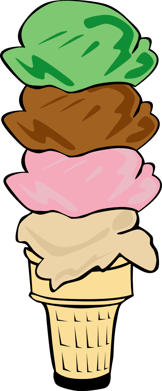 Ice Cream Clipart - Ice Cream Cone Scoops Clipart (555x1342), Png Download