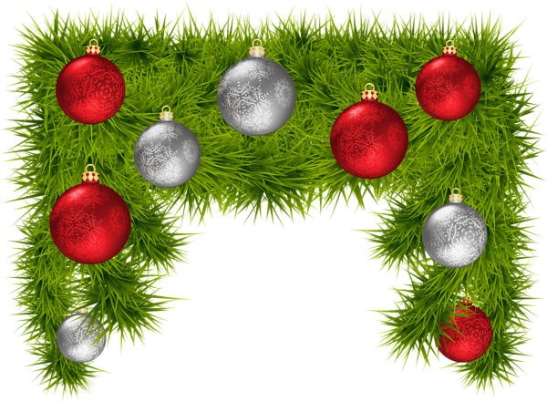 Pine Branches With Christmas Balls Decoration Png Clipart - Christmas Day (600x441), Png Download