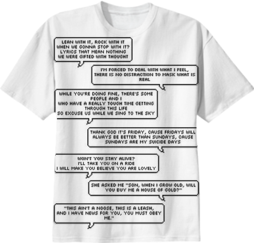 Shop Twenty One Pilots Lyrics Cotton T-shirt By Stillstreet - Every Twenty One Pilots Lyric Ever Shirt (856x820), Png Download