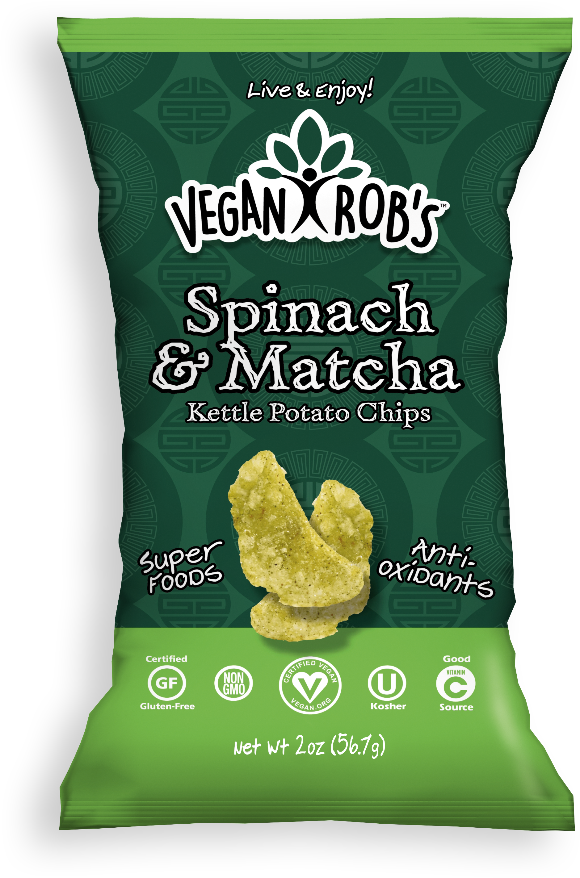 Vegan Spinach Matcha Kettle Chips Small - Rob's Really Good Snacks (2934x3300), Png Download