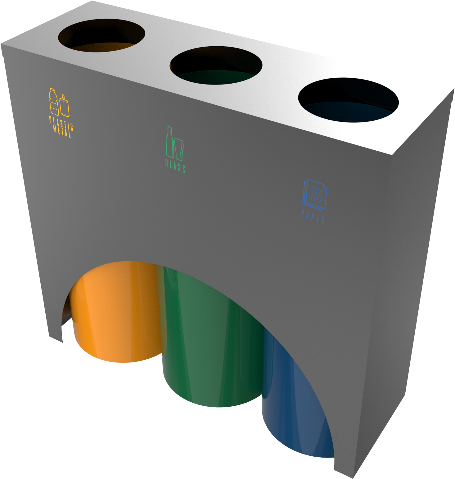 Modern Powder Coated Metal Recycle Bin Station - Plastic (2000x2000), Png Download
