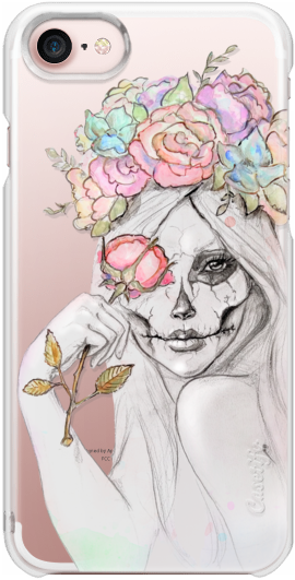 Boho Queen Skull Girl Fashion Illustration Watercolor - Mobile Phone (282x560), Png Download