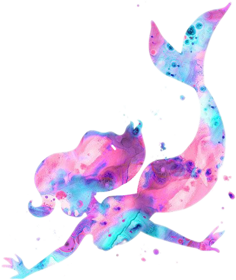 Mermaid Silhouette Watercolor Mermaid (480x568), Png Download