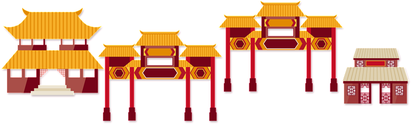 Hand Painted Flat Cartoon City Gate Decoration Vector - Door (1024x768), Png Download