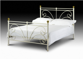 Furniture In Fashion Candiz Metal Double Bed In Ivory (351x470), Png Download