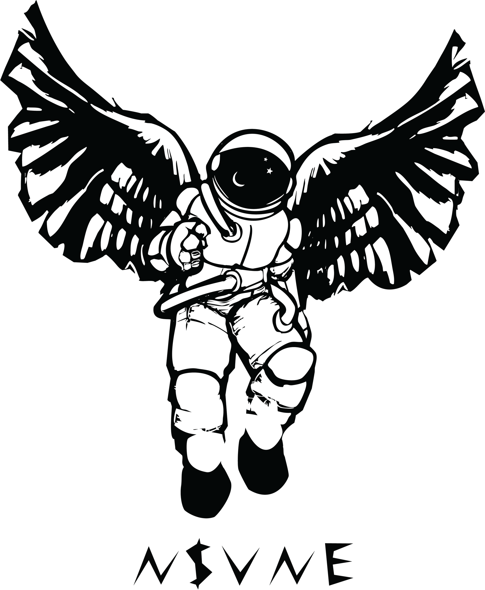 Space Suit Astronaut Sticker - Wing Clipart Woodcut (1939x2407), Png Download