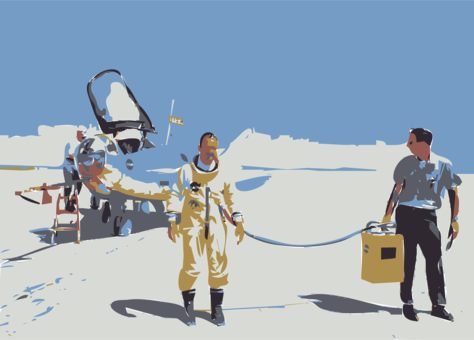 Nasa Northrop Hl-10 Space Suit Flight Suit Cartoon - Test Pilot Bill Dana W/ Hl-10 (474x340), Png Download