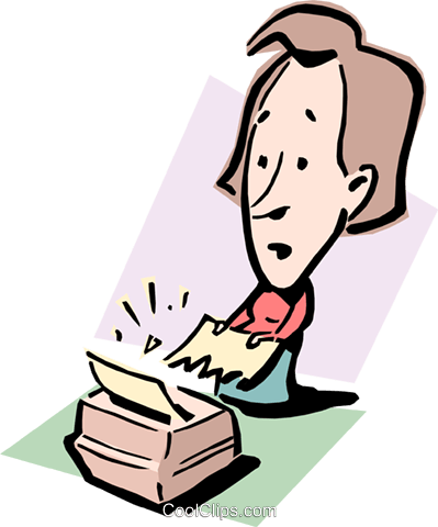Cartoon Mulher Com Papel Rasgado Impressora Livre De - Paper (399x480), Png Download
