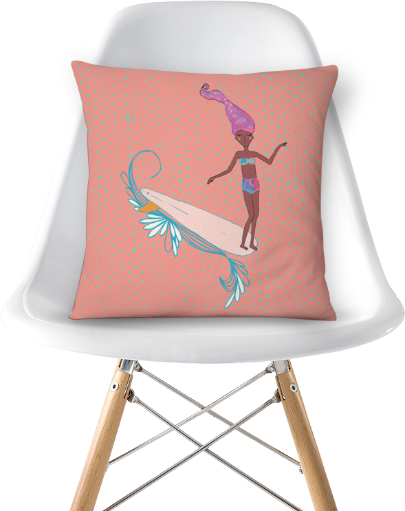 Almofada Pink Hair Surfer Girl De Patricia Sodré - Drawing (800x800), Png Download