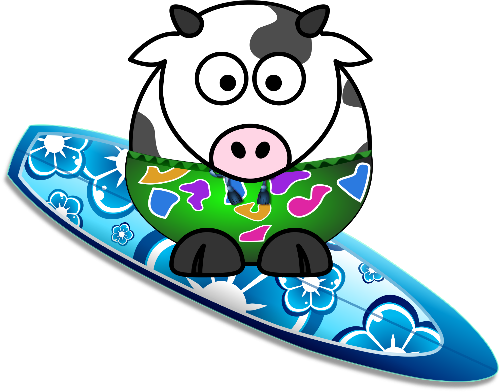 This Free Icons Png Design Of Surfer Cow (2400x1975), Png Download
