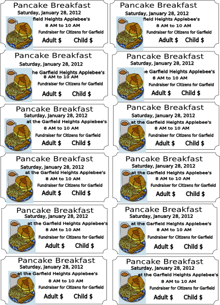 Pancake Breakfast Clip Art At Clker - Applebees Pancake Breakfast Tickets (432x599), Png Download