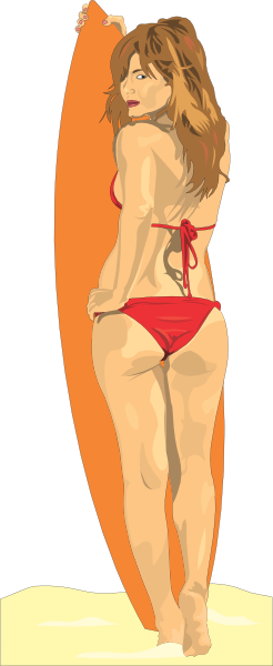 Small - Cartoon Bikini Girl Png (246x600), Png Download
