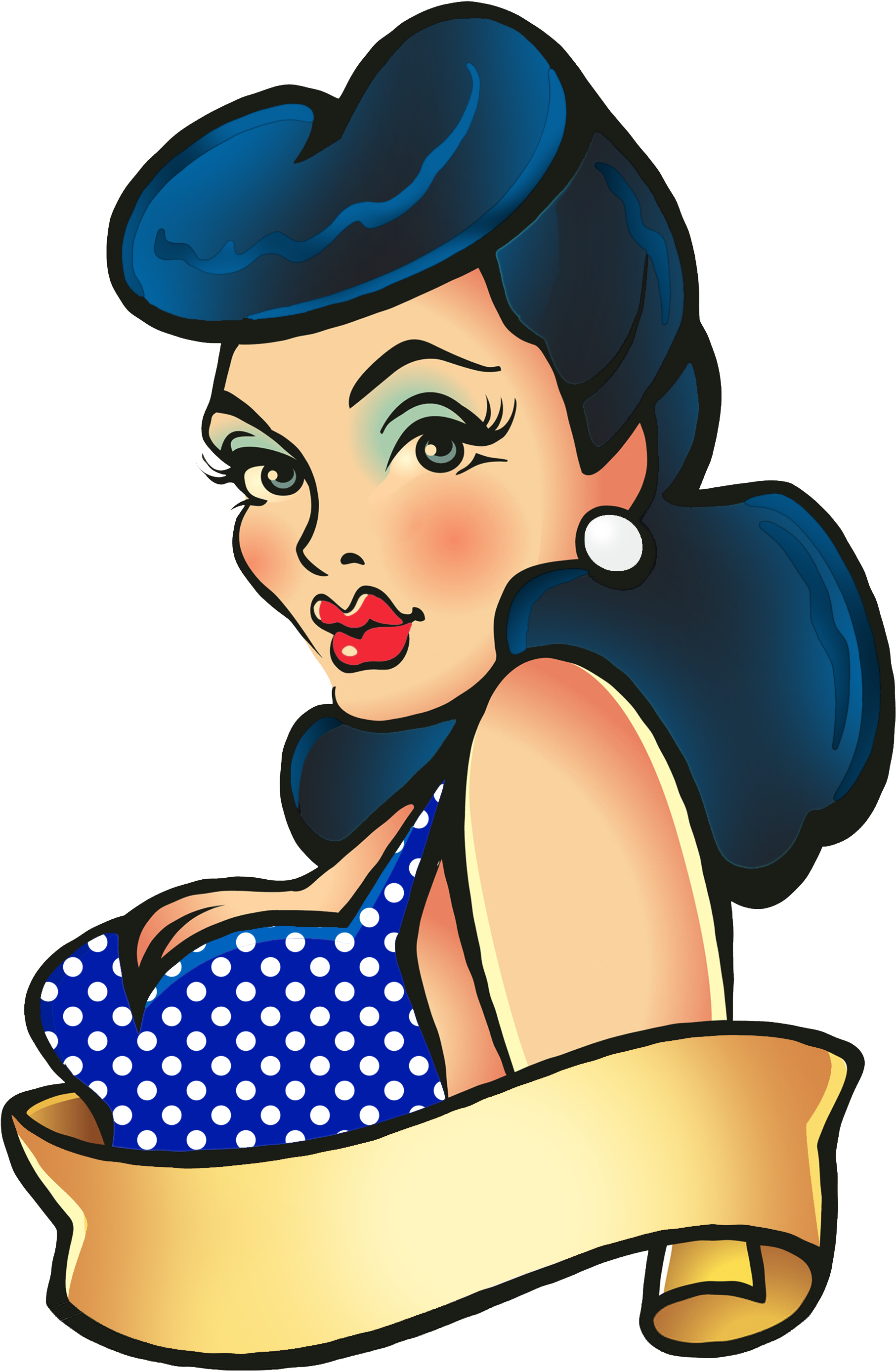 Black Hair Bettie Bang Paige Style Rockabilly Greaser - Pin Up Vector Png (2550x3300), Png Download