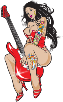 Cherry Red Pin Up - Cartoon (674x518), Png Download