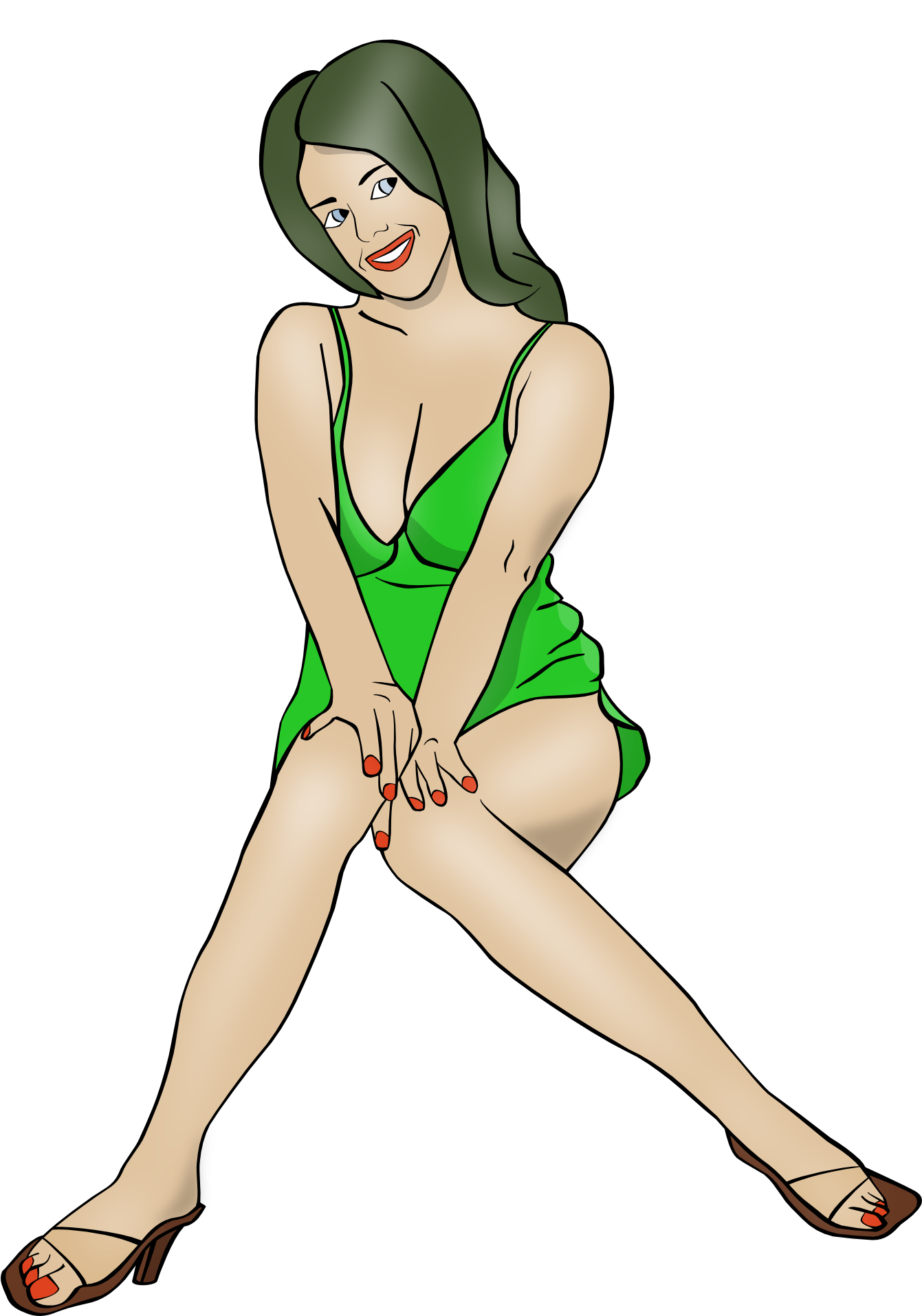 Pin-up Girl Woman Download Cartoon Drawing - Sexy Woman Clipart (750x750), Png Download