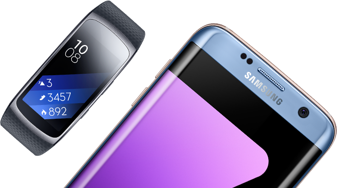 Buy The Samsung Galaxy S7 Or S7 Edge And Get A Free - Samsung Gear Fit 2 - Blue - Elastomer - Women Sports (691x385), Png Download