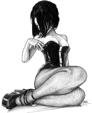 About - Latex Girl Drawing (331x396), Png Download