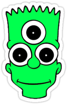 Stickers, Tumblr, And Tumblr Stickers Image - 3 Eyed Bart Simpson (375x360), Png Download