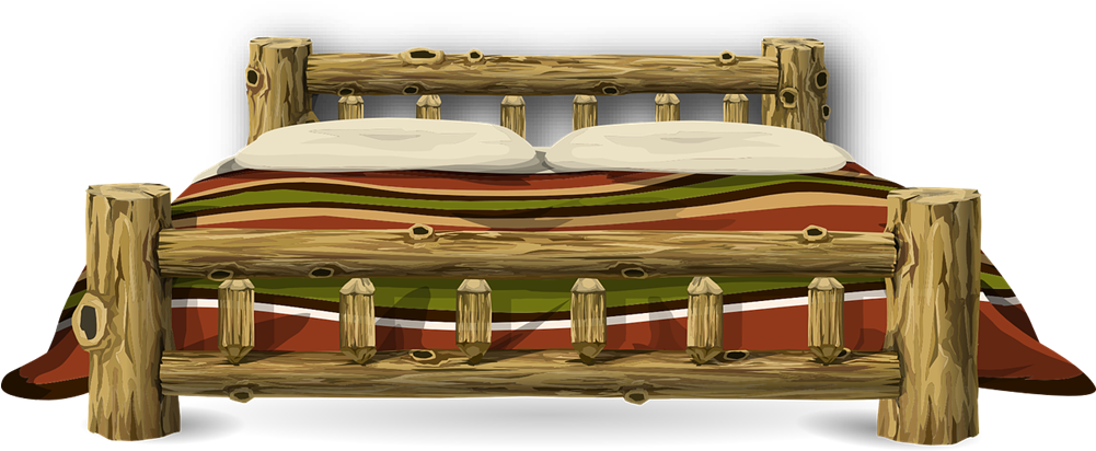 Furniture Clipart Wooden Bed - Cama De Madera Rustico (1000x500), Png Download