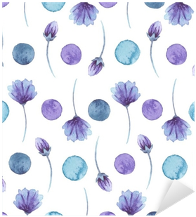 Watercolor Blue Flowers And Confetti Seamless Pattern - Watercolor Painting (400x400), Png Download