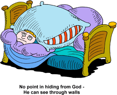 Hiding From God - Hiding Under Blanket Clipart (400x326), Png Download