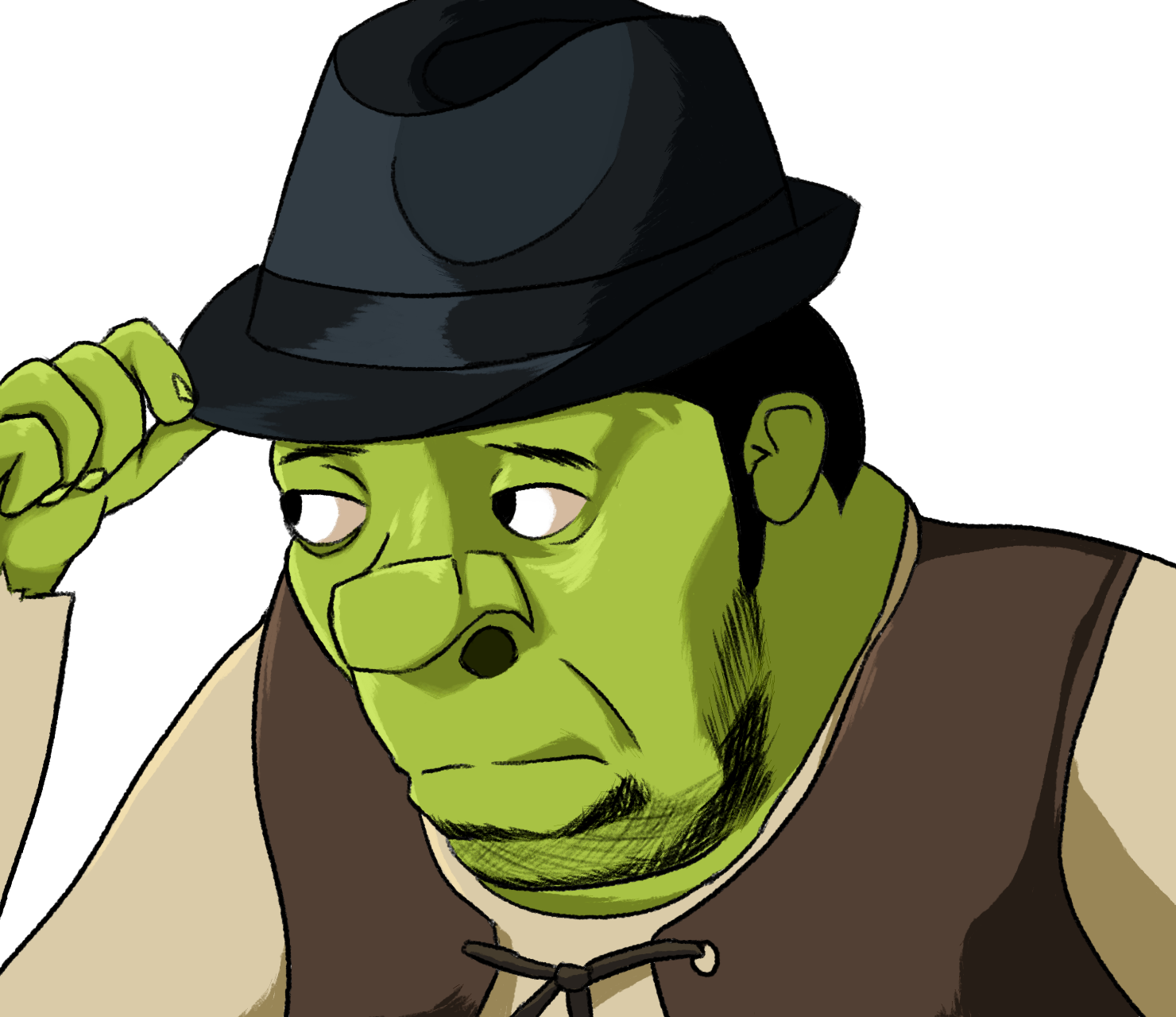 Green Fictional Character Cartoon Headgear - Shrek Fedora Png (1480x1280), Png Download