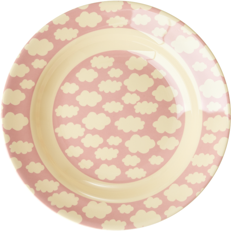 Pink Cloud Print Melamine Kids Bowl Rice Dk - Plate (1000x1000), Png Download