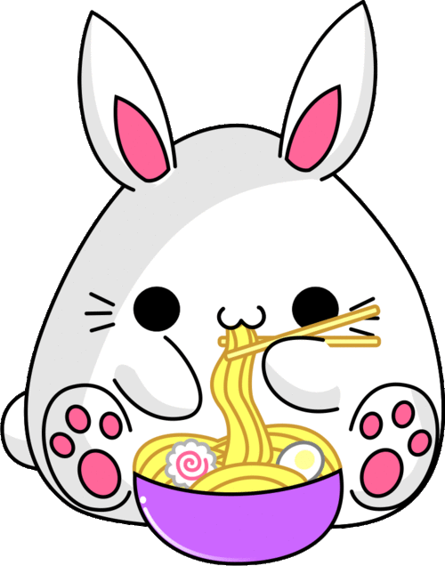 Bunny Ramen Cute Gifs Kawaii, Png Kawaii, Kawaii Bunny, - Bunny Eating Noodles Gif (500x636), Png Download