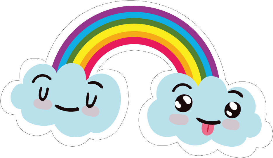 Collection Cute Things - Cartoon Clouds And Rainbow (1000x1000), Png Download