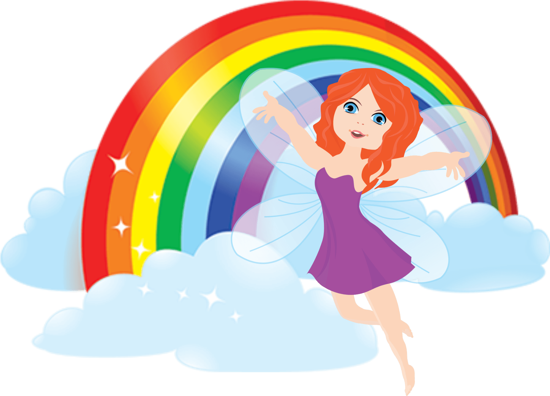 Purple Fairy With Rainbow - Rainbow In White Background (2000x1449), Png Download
