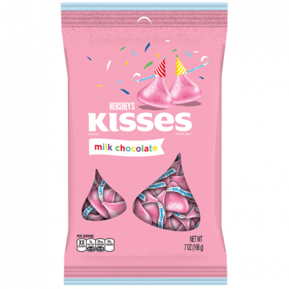 Hershey's Milk Chocolate Kisses, Pink - 7 Oz Bag (417x417), Png Download
