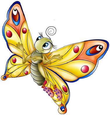 Rainbow Butterfly Clipart Pretty Butterfly - Butterfly Cartoon (400x400), Png Download
