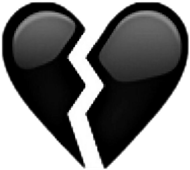 Broken Sad Unhappy Tumblr - Broken Black Heart Png (656x586), Png Download