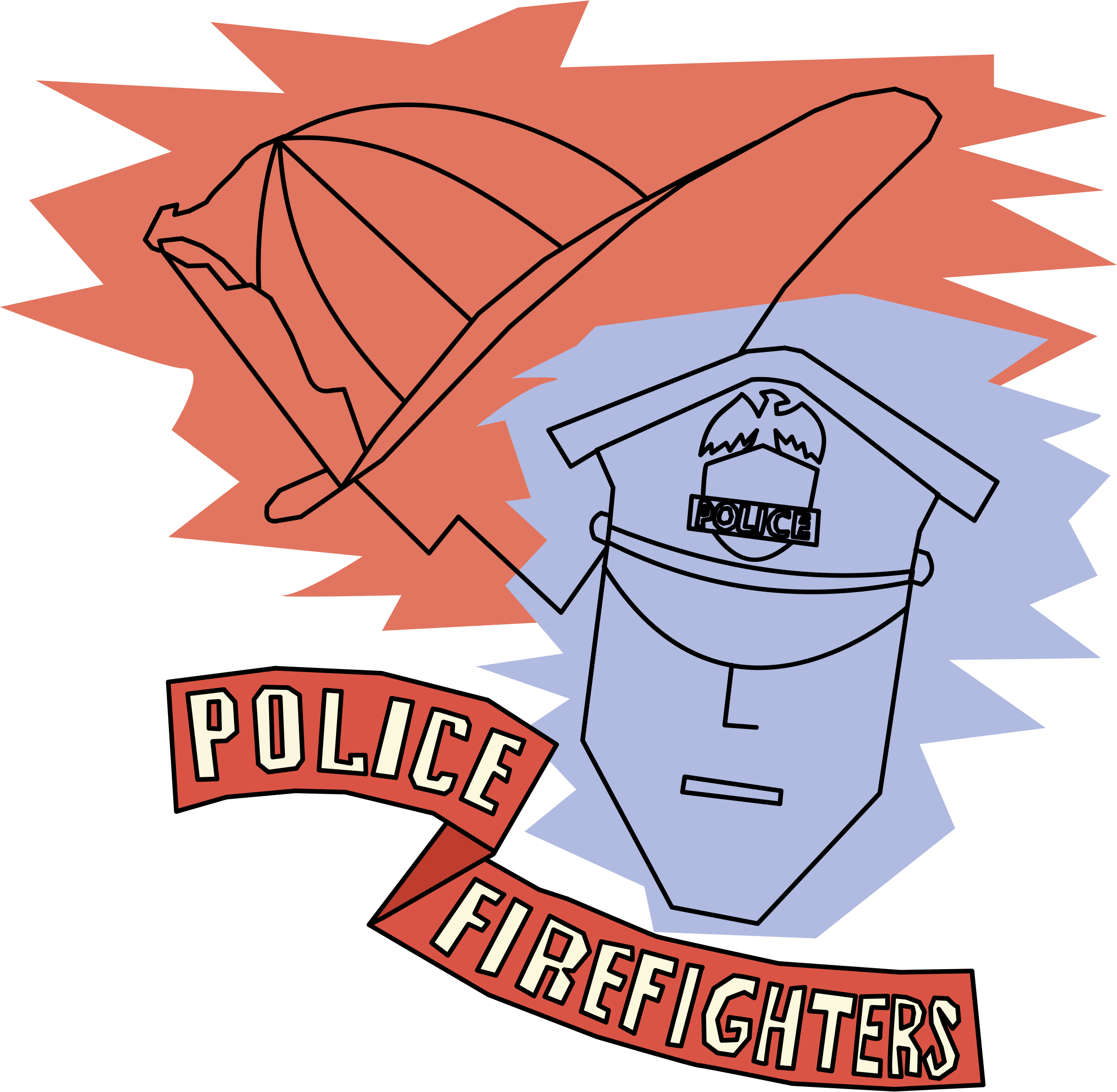 Police And Firefighters Icons Png - Fireman Vs Police Clipart (2400x2346), Png Download
