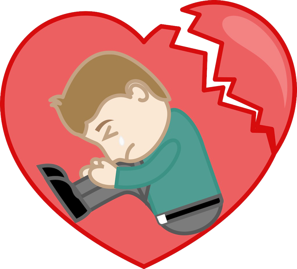 Sadness Clip Art Crying Man Transprent Png - Broken Heart Sadness Sad (1024x928), Png Download