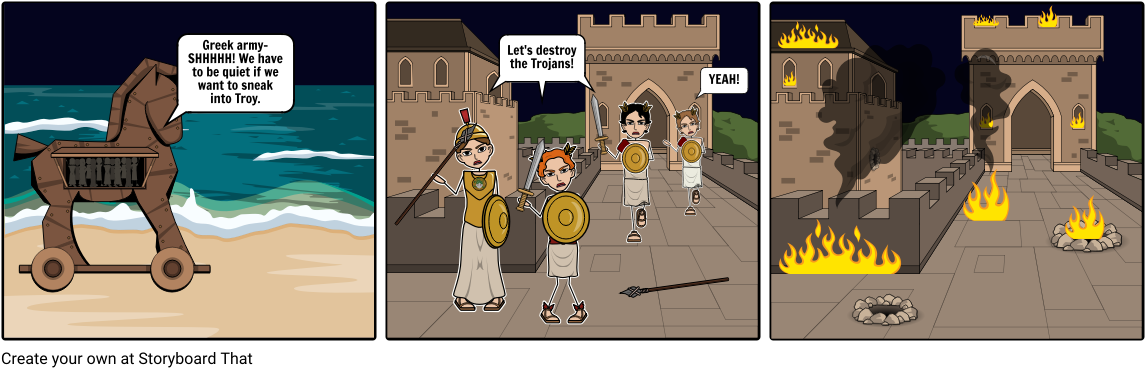 Trojan Horse Part - Cartoon (1164x385), Png Download