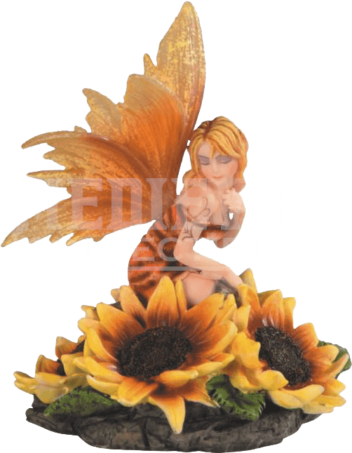 Bashful Sunflower Fairy Statue - Stealstreet Ss-g-91652 Orange Winged Kneeling Fairy (656x656), Png Download