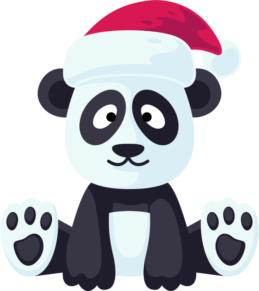 Pandtransparent Cartoon Sitting In A Christmas Hat - Giant Panda (1024x1151), Png Download