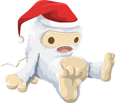Toy Creature Santa Hat Monster Animal Cute - Christmas Day (378x340), Png Download