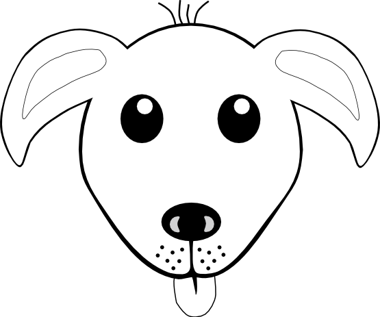 Dog 1 Face Grey Black White Line Animal, Ing Sheet, - Dog Mask Clipart Black And White (555x463), Png Download