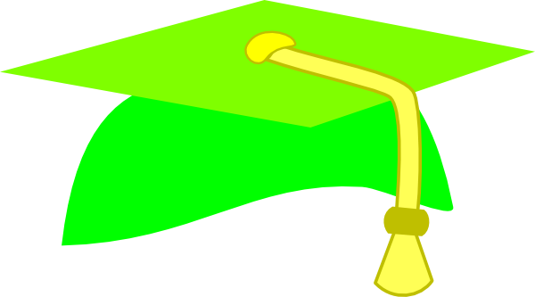 Lime Graduation Cap Clip Art At Clker - Lime Green Graduation Cap (600x333), Png Download
