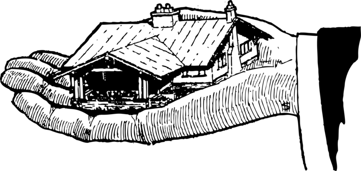 House Drawing Building Black And White Home - House (718x340), Png Download
